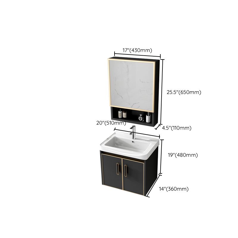 Glam Single Sink Vanity Metal Frame Rectangular Wall Mount Bath Vanity Clearhalo 'Bathroom Remodel & Bathroom Fixtures' 'Bathroom Vanities' 'bathroom_vanities' 'Home Improvement' 'home_improvement' 'home_improvement_bathroom_vanities' 1200x1200_92734cac-ed1f-4779-8268-8f0e1322417e