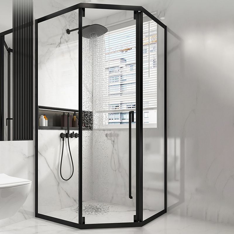 Satin Black Frame Shower Bath Door Transparent Tempered Shower Door Clearhalo 'Bathroom Remodel & Bathroom Fixtures' 'Home Improvement' 'home_improvement' 'home_improvement_shower_tub_doors' 'Shower and Tub Doors' 'shower_tub_doors' 'Showers & Bathtubs' 1200x1200_9275df9a-129e-44f2-b9fb-c583de39588a