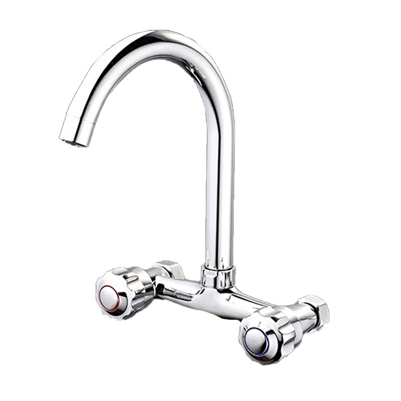 Wall Mounted Two Handles Kitchen Faucet Bronze Faucet in Chrome Clearhalo 'Home Improvement' 'home_improvement' 'home_improvement_kitchen_faucets' 'Kitchen Faucets' 'Kitchen Remodel & Kitchen Fixtures' 'Kitchen Sinks & Faucet Components' 'kitchen_faucets' 1200x1200_927c57e8-40ef-485b-b162-f391ba06436f