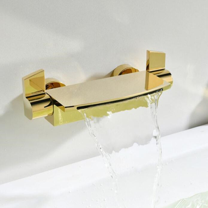 Classic Bath Faucet Solid Color Wall Mounted Waterfall Bathroom Faucet Clearhalo 'Bathroom Remodel & Bathroom Fixtures' 'Bathtub Faucets' 'bathtub_faucets' 'Home Improvement' 'home_improvement' 'home_improvement_bathtub_faucets' 1200x1200_92896161-a867-41b6-b661-88e7cb1ca08a