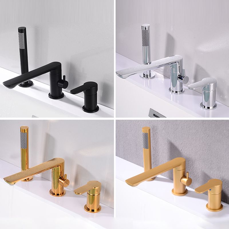 Deck Mounted Copper Freestanding Tub Filler Low Arc Roman Tub Faucet Set Clearhalo 'Bathroom Remodel & Bathroom Fixtures' 'Bathtub Faucets' 'bathtub_faucets' 'Home Improvement' 'home_improvement' 'home_improvement_bathtub_faucets' 1200x1200_92967fec-b7d0-45dc-9f7b-e76af15839c1