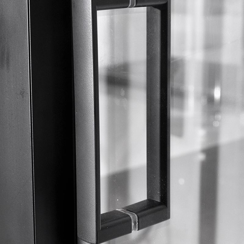 Black Framed Shower Enclosure Single Sliding Square Shower Kit Clearhalo 'Bathroom Remodel & Bathroom Fixtures' 'Home Improvement' 'home_improvement' 'home_improvement_shower_stalls_enclosures' 'Shower Stalls & Enclosures' 'shower_stalls_enclosures' 'Showers & Bathtubs' 1200x1200_92a4c0d2-e257-4be0-806b-a975e8fc533d