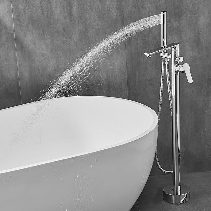 Floor Mounted Freestanding Tub Filler One Hold Metal Freestanding Tub Filler Trim Clearhalo 'Bathroom Remodel & Bathroom Fixtures' 'Bathtub Faucets' 'bathtub_faucets' 'Home Improvement' 'home_improvement' 'home_improvement_bathtub_faucets' 1200x1200_92b6245d-c79e-4a59-8bda-ede189e2a931
