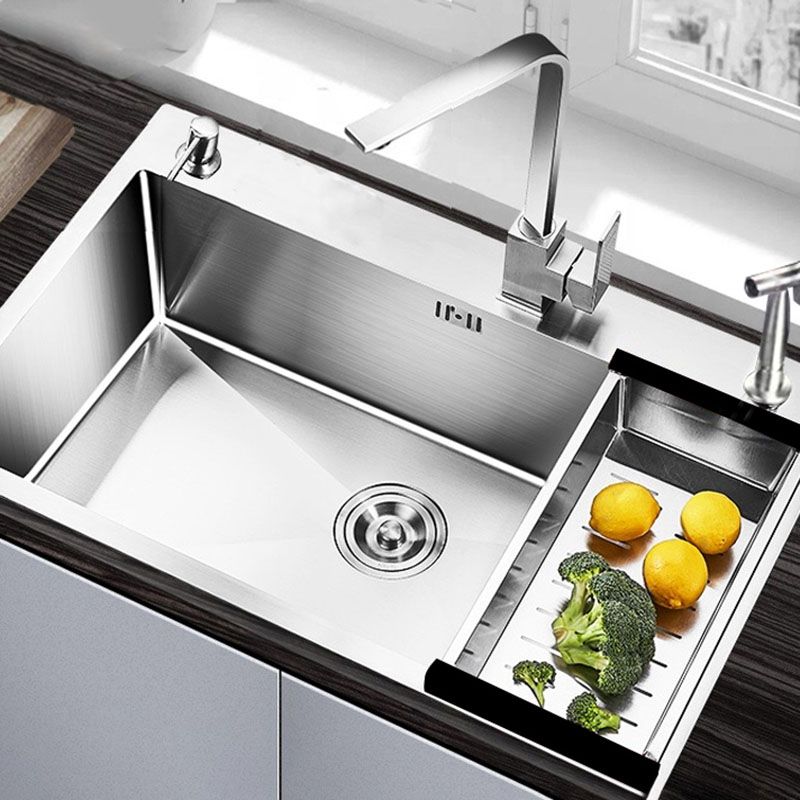 Single Bowl Kitchen Sink Stainless Steel Kitchen Sink with Strainer Clearhalo 'Home Improvement' 'home_improvement' 'home_improvement_kitchen_sinks' 'Kitchen Remodel & Kitchen Fixtures' 'Kitchen Sinks & Faucet Components' 'Kitchen Sinks' 'kitchen_sinks' 1200x1200_92be2611-15e8-4865-ad1f-3a6b6270965b