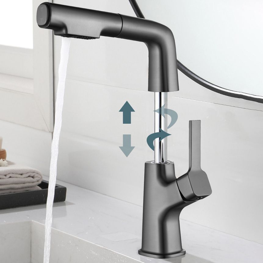 Modern Style Retractable Faucet Copper Single Handle Faucet for Kitchen Clearhalo 'Home Improvement' 'home_improvement' 'home_improvement_kitchen_faucets' 'Kitchen Faucets' 'Kitchen Remodel & Kitchen Fixtures' 'Kitchen Sinks & Faucet Components' 'kitchen_faucets' 1200x1200_92c9ddd2-4c4d-4281-8116-6ba4b00666c1