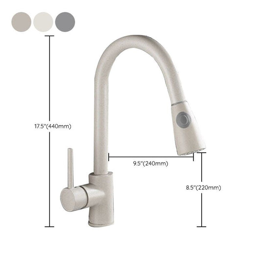 1-Hole Kitchen Faucet Pull down Sprayer Kitchen Faucet with Single Lever Handle Clearhalo 'Home Improvement' 'home_improvement' 'home_improvement_kitchen_faucets' 'Kitchen Faucets' 'Kitchen Remodel & Kitchen Fixtures' 'Kitchen Sinks & Faucet Components' 'kitchen_faucets' 1200x1200_92caf162-79ff-4fa7-83c3-1d1ee4858300