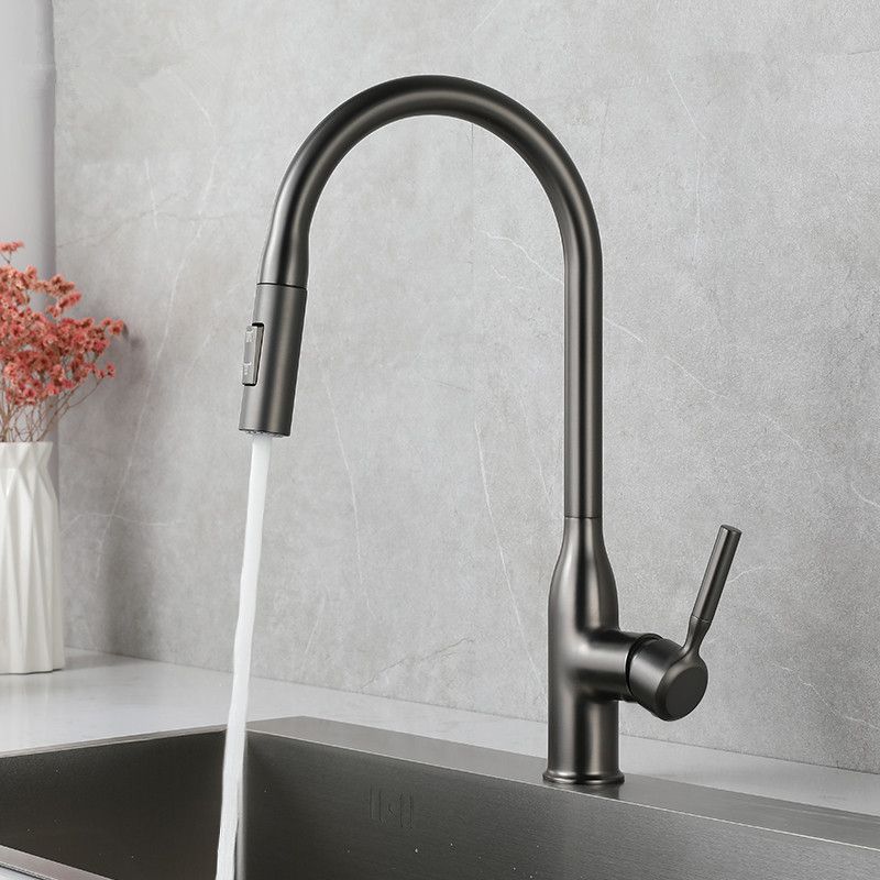 Modern Style Kitchen Faucet Copper 1-Handle Retractable High Arc Kitchen Faucet Clearhalo 'Home Improvement' 'home_improvement' 'home_improvement_kitchen_faucets' 'Kitchen Faucets' 'Kitchen Remodel & Kitchen Fixtures' 'Kitchen Sinks & Faucet Components' 'kitchen_faucets' 1200x1200_92d423e3-f048-4f7a-bbd5-ad1d11624aa2