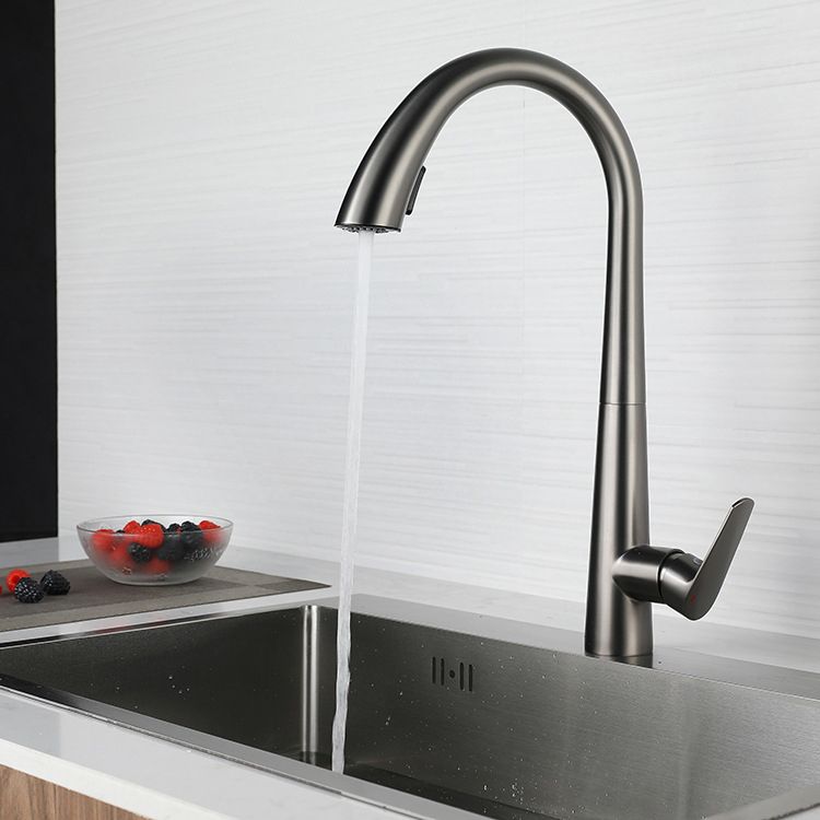 Modern Retractable Kitchen Faucet Stainless Steel Single Handle High Arc Kitchen Faucet Clearhalo 'Home Improvement' 'home_improvement' 'home_improvement_kitchen_faucets' 'Kitchen Faucets' 'Kitchen Remodel & Kitchen Fixtures' 'Kitchen Sinks & Faucet Components' 'kitchen_faucets' 1200x1200_92e57f73-2e9b-4789-a592-fbd33049723a
