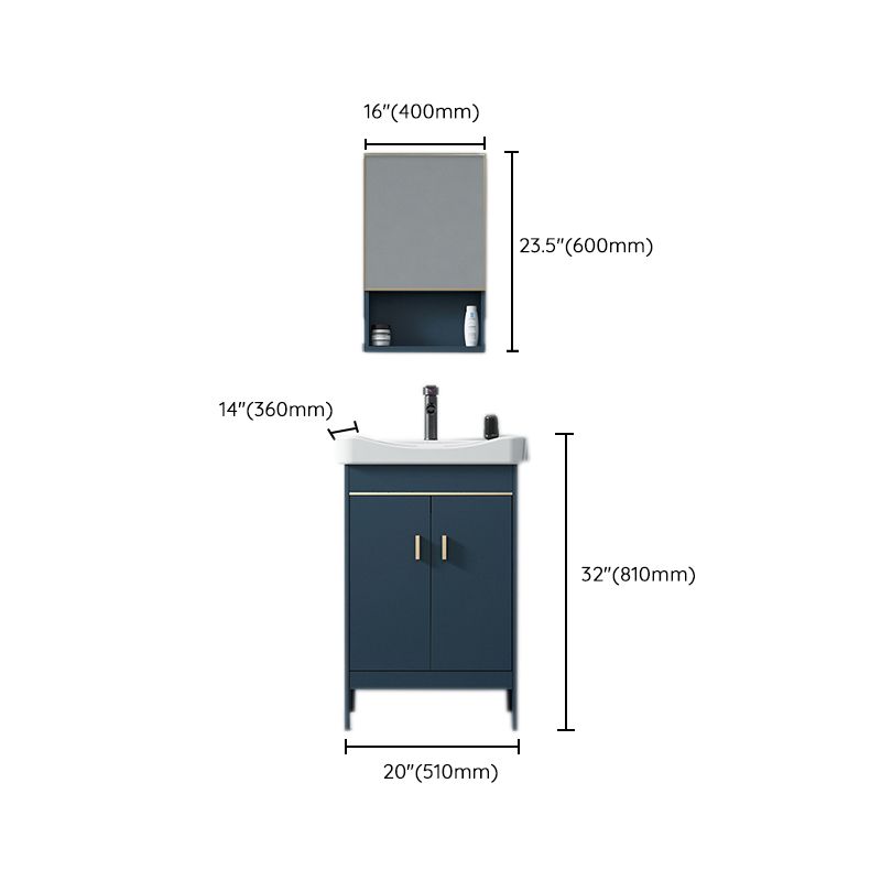 Blue Bath Vanity Hardware Glam Metal Freestanding Bathroom Vanity Set with Mirror Clearhalo 'Bathroom Remodel & Bathroom Fixtures' 'Bathroom Vanities' 'bathroom_vanities' 'Home Improvement' 'home_improvement' 'home_improvement_bathroom_vanities' 1200x1200_92e5d669-861c-4ac0-ae34-b72094de04fb