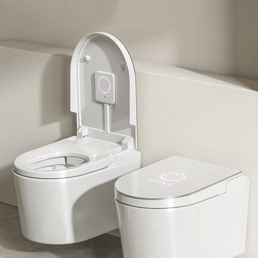 White Smart Bidet Ceramic Elongated Wall Mount with Soft Close Heated Seat Clearhalo 'Bathroom Remodel & Bathroom Fixtures' 'Bidets' 'Home Improvement' 'home_improvement' 'home_improvement_bidets' 'Toilets & Bidets' 1200x1200_92f10a9f-a82e-404a-8f8e-ac8c8e6d13bb