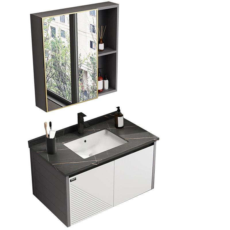 Modern Sink Vanity Set Wall Mounted Rectangular Sink Drawers Vanity Set Clearhalo 'Bathroom Remodel & Bathroom Fixtures' 'Bathroom Vanities' 'bathroom_vanities' 'Home Improvement' 'home_improvement' 'home_improvement_bathroom_vanities' 1200x1200_92f14be7-cd27-4836-918e-24b91c8c2f5b