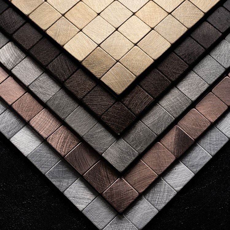 Mosaic Tile Wallpaper Square Shape Peel & Stick Mosaic Tile with Metal Look Clearhalo 'Flooring 'Home Improvement' 'home_improvement' 'home_improvement_peel_stick_blacksplash' 'Peel & Stick Backsplash Tile' 'peel_stick_blacksplash' 'Walls & Ceilings' Walls and Ceiling' 1200x1200_9310689d-42b3-479c-9acf-05eb0e5671f8