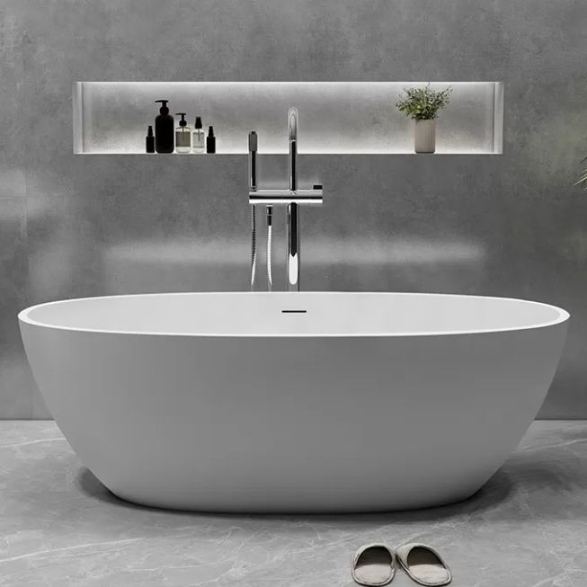 Soaking Freestanding Bath Tub Antique Finish Oval Modern Bathtub (Faucet not Included) Clearhalo 'Bathroom Remodel & Bathroom Fixtures' 'Bathtubs' 'Home Improvement' 'home_improvement' 'home_improvement_bathtubs' 'Showers & Bathtubs' 1200x1200_931399a0-a739-4862-9706-8ac838891e3c