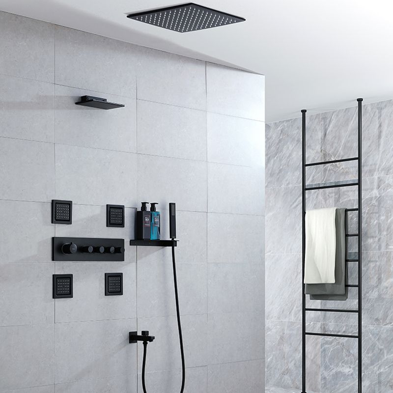 Modern Shower Faucet Adjustable Water Flow Rain Shower Head Shower System in Black Clearhalo 'Bathroom Remodel & Bathroom Fixtures' 'Home Improvement' 'home_improvement' 'home_improvement_shower_faucets' 'Shower Faucets & Systems' 'shower_faucets' 'Showers & Bathtubs Plumbing' 'Showers & Bathtubs' 1200x1200_931f4ebe-bf18-4dce-b90e-492dfaa1ce54