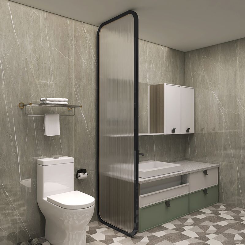 Black and Gold Fixed Glass Panel Framed Single Fixed Bath Fixed Panel Clearhalo 'Bathroom Remodel & Bathroom Fixtures' 'Home Improvement' 'home_improvement' 'home_improvement_shower_tub_doors' 'Shower and Tub Doors' 'shower_tub_doors' 'Showers & Bathtubs' 1200x1200_932715e5-5a11-49da-abe4-5a7fefc7ef17