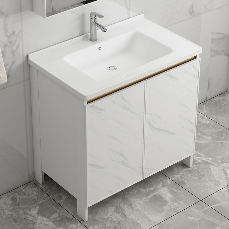 Free Standing Vanity Set White Drawer Ceramic Sink Faucet Vanity Set with Mirror Clearhalo 'Bathroom Remodel & Bathroom Fixtures' 'Bathroom Vanities' 'bathroom_vanities' 'Home Improvement' 'home_improvement' 'home_improvement_bathroom_vanities' 1200x1200_933abf22-255f-4f1f-97da-159d4c6c059c