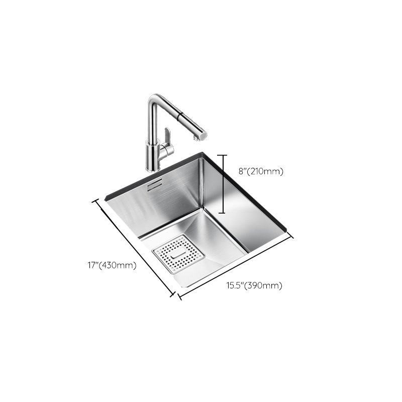 Rectangle Single Bowl Kitchen Sink Stainless Steel Sink with Drain Strainer Kit Clearhalo 'Home Improvement' 'home_improvement' 'home_improvement_kitchen_sinks' 'Kitchen Remodel & Kitchen Fixtures' 'Kitchen Sinks & Faucet Components' 'Kitchen Sinks' 'kitchen_sinks' 1200x1200_936ac268-a61b-4d89-b14e-8a7b81373fa3