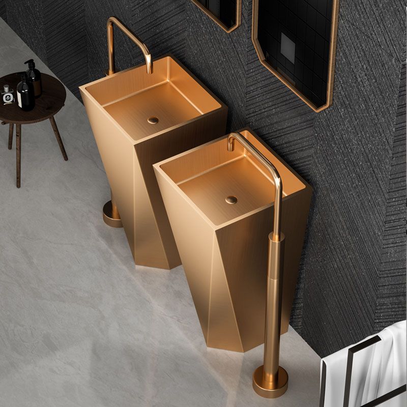 Modern Bathroom Sink with Pop-Up Drain Metal Rectangular Pedestal Bathroom Sink Clearhalo 'Bathroom Remodel & Bathroom Fixtures' 'Bathroom Sinks & Faucet Components' 'Bathroom Sinks' 'bathroom_sink' 'Home Improvement' 'home_improvement' 'home_improvement_bathroom_sink' 1200x1200_937cc30d-f954-4a8f-a1b9-7c6f2b02a23f