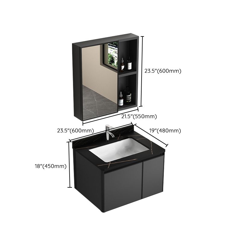 Rectangular Bathroom Vanity Single Sink Modern Gray Metal Base Vanity Set Clearhalo 'Bathroom Remodel & Bathroom Fixtures' 'Bathroom Vanities' 'bathroom_vanities' 'Home Improvement' 'home_improvement' 'home_improvement_bathroom_vanities' 1200x1200_938267d8-73e5-4055-b20f-6ded1e0484a5