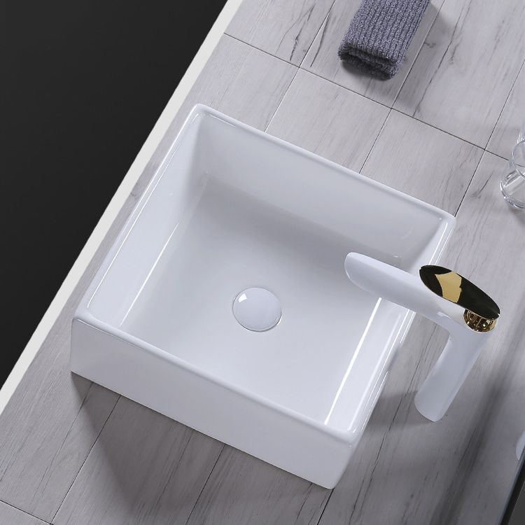 Modern Bathroom Sink Porcelain Rectangular Pop-Up Drain and Drain Assembly Basin Sink Clearhalo 'Bathroom Remodel & Bathroom Fixtures' 'Bathroom Sinks & Faucet Components' 'Bathroom Sinks' 'bathroom_sink' 'Home Improvement' 'home_improvement' 'home_improvement_bathroom_sink' 1200x1200_9391eb7d-09c3-42c6-b74c-0488def0cc9d
