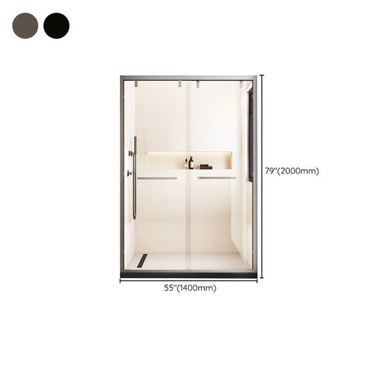 Narrow Edge Semi Frameless Shower Door Tempered Glass Double Sliding Shower Door Clearhalo 'Bathroom Remodel & Bathroom Fixtures' 'Home Improvement' 'home_improvement' 'home_improvement_shower_tub_doors' 'Shower and Tub Doors' 'shower_tub_doors' 'Showers & Bathtubs' 1200x1200_93c37fe9-85be-4d6a-b660-51c36319a6e0