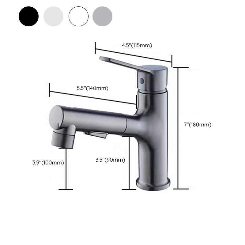 Vessel Sink Faucet Modern Pull-out Bathroom Faucet with One Lever Handle Clearhalo 'Bathroom Remodel & Bathroom Fixtures' 'Bathroom Sink Faucets' 'Bathroom Sinks & Faucet Components' 'bathroom_sink_faucets' 'Home Improvement' 'home_improvement' 'home_improvement_bathroom_sink_faucets' 1200x1200_93d74537-28af-47b2-91da-4a1cb75c9b46
