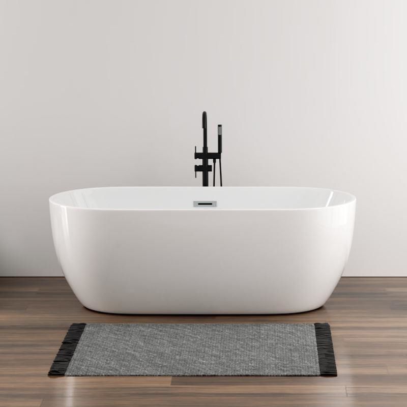 White Stand Alone Bath Modern Oval Soaking Acrylic Back to Wall Bathtub Clearhalo 'Bathroom Remodel & Bathroom Fixtures' 'Bathtubs' 'Home Improvement' 'home_improvement' 'home_improvement_bathtubs' 'Showers & Bathtubs' 1200x1200_93ee836d-9b3f-47f8-9019-9d4c75be133e