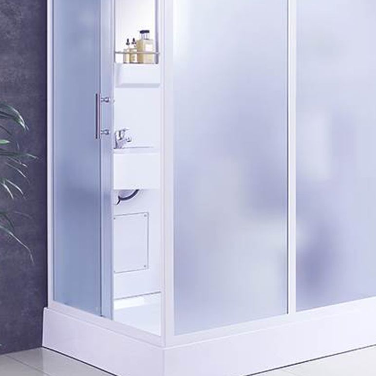 White Single Sliding Shower Kit Rectangle Frosted Shower Stall Clearhalo 'Bathroom Remodel & Bathroom Fixtures' 'Home Improvement' 'home_improvement' 'home_improvement_shower_stalls_enclosures' 'Shower Stalls & Enclosures' 'shower_stalls_enclosures' 'Showers & Bathtubs' 1200x1200_93ffb171-03fd-4da5-8e64-b77f52a5dfe4