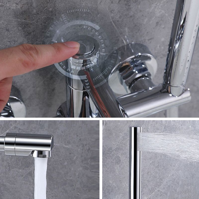 Wall Mounted Metal Tub Filler Low Arc Waterfall Bathroom Faucet with Hose Clearhalo 'Bathroom Remodel & Bathroom Fixtures' 'Bathtub Faucets' 'bathtub_faucets' 'Home Improvement' 'home_improvement' 'home_improvement_bathtub_faucets' 1200x1200_9422abbf-c29b-436c-b78d-0d9dbe6a8fba