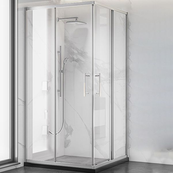 Double Sliding Shower Enclosure Framed Clear Tempered Glass Shower Enclosure Clearhalo 'Bathroom Remodel & Bathroom Fixtures' 'Home Improvement' 'home_improvement' 'home_improvement_shower_stalls_enclosures' 'Shower Stalls & Enclosures' 'shower_stalls_enclosures' 'Showers & Bathtubs' 1200x1200_942fe96c-bc1d-4ee5-9fc6-931a891e034c
