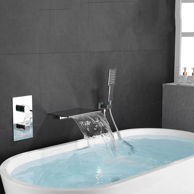 Modern Bathroom Faucet Copper Wall Mounted Waterfall Bathtub Faucet ...