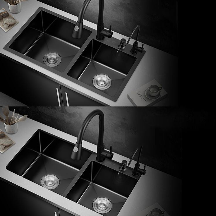 Kitchen Double Sink Stainless Steel Drop-In Kitchen Sink in Black Clearhalo 'Home Improvement' 'home_improvement' 'home_improvement_kitchen_sinks' 'Kitchen Remodel & Kitchen Fixtures' 'Kitchen Sinks & Faucet Components' 'Kitchen Sinks' 'kitchen_sinks' 1200x1200_9468bf97-cd1e-4f61-8243-b4b2214a5940