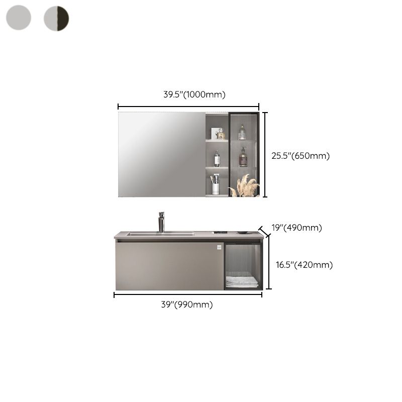 Modern Single Bath Vanity Gray Stone Rectangular Wall Mount Bathroom Vanity Clearhalo 'Bathroom Remodel & Bathroom Fixtures' 'Bathroom Vanities' 'bathroom_vanities' 'Home Improvement' 'home_improvement' 'home_improvement_bathroom_vanities' 1200x1200_946f0e8d-7949-4edc-bfd4-0677247a6e71