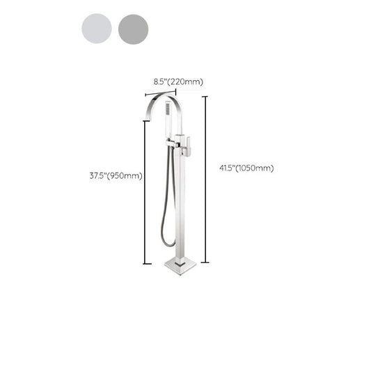 Modern Freestanding Bathtub Faucet Copper Floor Mounted Lever Handle Tub Faucet Trim Clearhalo 'Bathroom Remodel & Bathroom Fixtures' 'Bathtub Faucets' 'bathtub_faucets' 'Home Improvement' 'home_improvement' 'home_improvement_bathtub_faucets' 1200x1200_94767aec-df37-4bf3-9af5-56b0249d9890