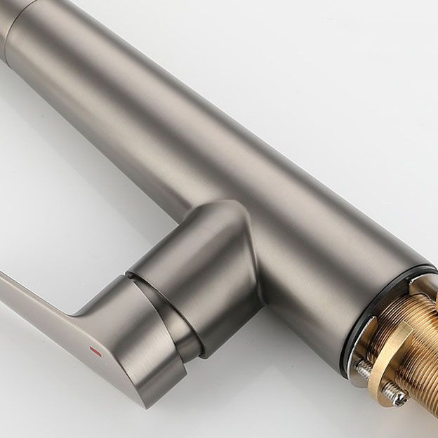 Contemporary Faucet Stainless Steel Single Handle High Arc Faucet for Kitchen Clearhalo 'Home Improvement' 'home_improvement' 'home_improvement_kitchen_faucets' 'Kitchen Faucets' 'Kitchen Remodel & Kitchen Fixtures' 'Kitchen Sinks & Faucet Components' 'kitchen_faucets' 1200x1200_949c4ecb-61bb-4f2b-8021-e0442ec0f8f9