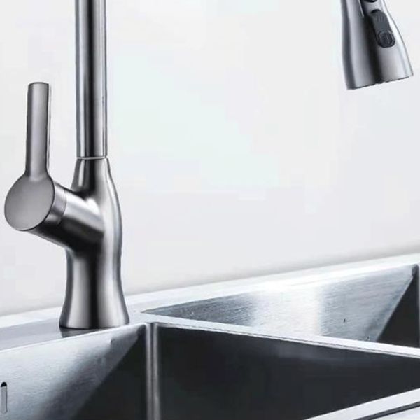 Contemporary Retractable Faucet Copper Single Handle High Arc Faucet for Kitchen Clearhalo 'Home Improvement' 'home_improvement' 'home_improvement_kitchen_faucets' 'Kitchen Faucets' 'Kitchen Remodel & Kitchen Fixtures' 'Kitchen Sinks & Faucet Components' 'kitchen_faucets' 1200x1200_94b4b05a-ab69-45e8-a28a-29cfaee4264e