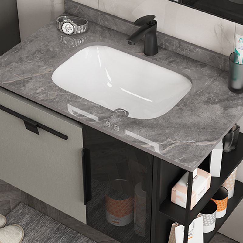 Contemporary Square Sink Cabinet Mirror Cabinet Bathroom Wall Mount Vanity Cabinet Clearhalo 'Bathroom Remodel & Bathroom Fixtures' 'Bathroom Vanities' 'bathroom_vanities' 'Home Improvement' 'home_improvement' 'home_improvement_bathroom_vanities' 1200x1200_94b9b880-0fee-41b9-bfe6-baf67e0a5cb2
