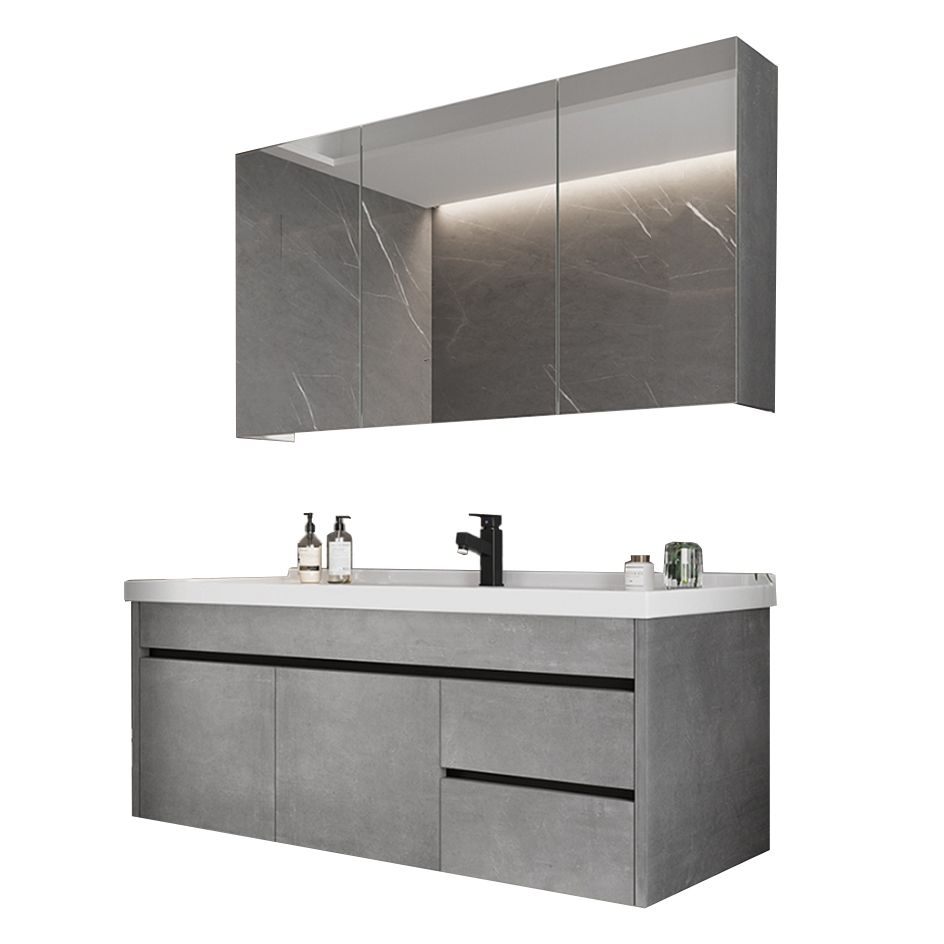 Gray Modern Bathroom Vanity Single-Sink Rectangular Wall Mount Vanity Set Clearhalo 'Bathroom Remodel & Bathroom Fixtures' 'Bathroom Vanities' 'bathroom_vanities' 'Home Improvement' 'home_improvement' 'home_improvement_bathroom_vanities' 1200x1200_94c5da8b-840f-459f-9294-fdeb1f822f8a