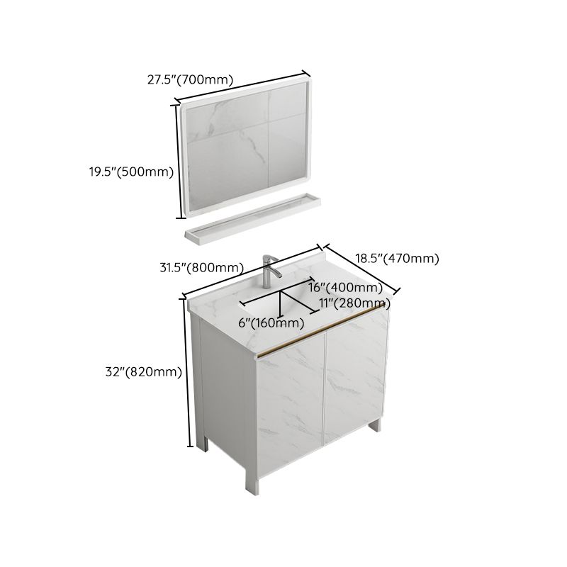 Free Standing Vanity Set White Drawer Ceramic Sink Faucet Vanity Set with Mirror Clearhalo 'Bathroom Remodel & Bathroom Fixtures' 'Bathroom Vanities' 'bathroom_vanities' 'Home Improvement' 'home_improvement' 'home_improvement_bathroom_vanities' 1200x1200_94f9df56-65a7-44e4-b08d-d1f7afb68ae7