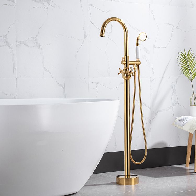 Traditional Floor Mounted Swivel Freestanding Tub Filler Metal Freestanding Faucet Clearhalo 'Bathroom Remodel & Bathroom Fixtures' 'Bathtub Faucets' 'bathtub_faucets' 'Home Improvement' 'home_improvement' 'home_improvement_bathtub_faucets' 1200x1200_94fb9673-b941-4df2-8415-5c7e6aa92703
