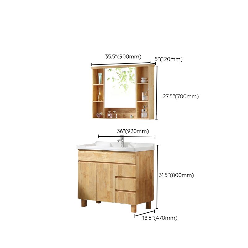 Wood Modern Bathroom Vanity Freestanding Sink Vanity with Mirror Clearhalo 'Bathroom Remodel & Bathroom Fixtures' 'Bathroom Vanities' 'bathroom_vanities' 'Home Improvement' 'home_improvement' 'home_improvement_bathroom_vanities' 1200x1200_95043de5-7d0e-4014-8418-82e5ac7938af