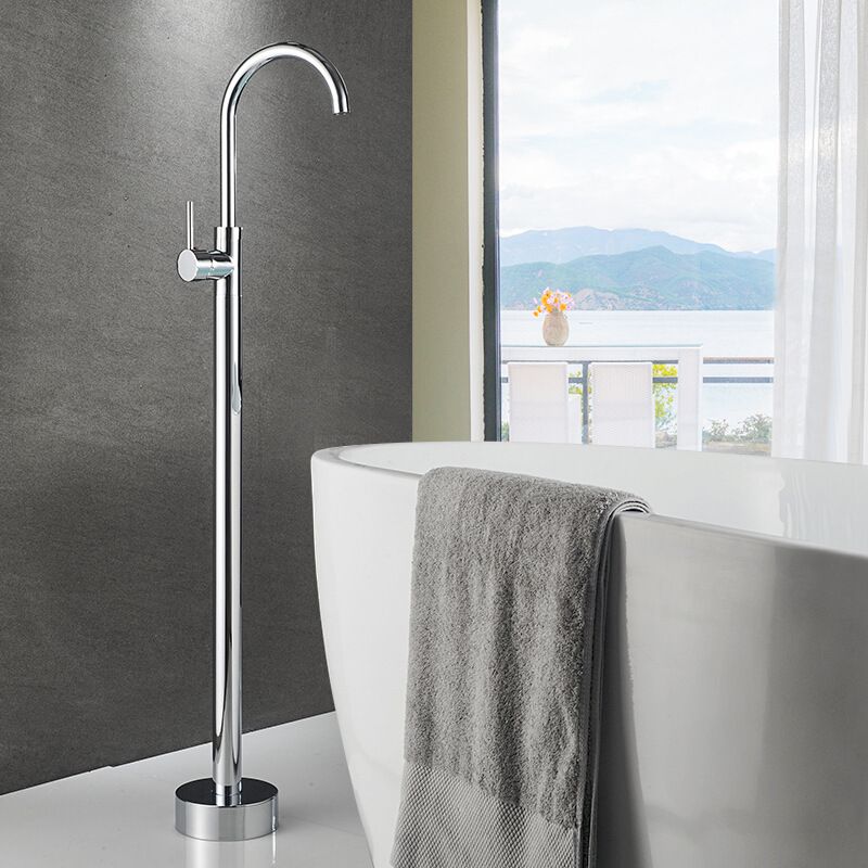 Modern Freestanding Tub Faucet Floor Mounted Lever Freestanding Tub Filler Trim Clearhalo 'Bathroom Remodel & Bathroom Fixtures' 'Bathtub Faucets' 'bathtub_faucets' 'Home Improvement' 'home_improvement' 'home_improvement_bathtub_faucets' 1200x1200_95133ac8-f3ec-42b8-ab43-4861ac616300