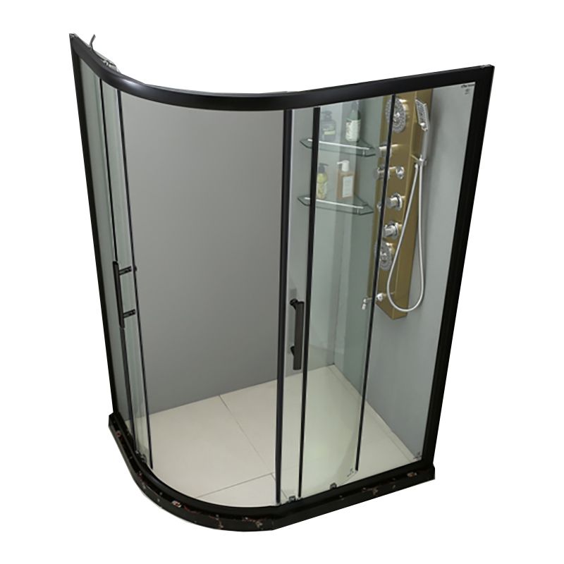 Black Framed Shower Stall Easy Clean Glass Shower Kit with Fixed Panel Clearhalo 'Bathroom Remodel & Bathroom Fixtures' 'Home Improvement' 'home_improvement' 'home_improvement_shower_stalls_enclosures' 'Shower Stalls & Enclosures' 'shower_stalls_enclosures' 'Showers & Bathtubs' 1200x1200_9517802b-33fa-4431-a7c0-4ceee99c58e3