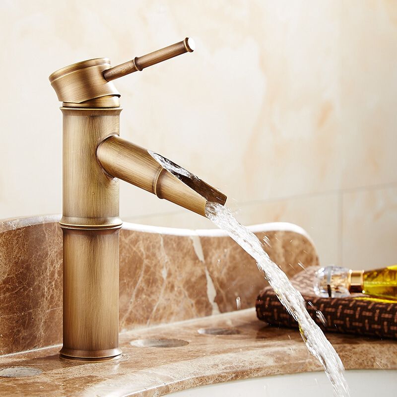 Farmhouse Brass Bathroom Faucet Lever Handle Faucet Single Hole Vessel Sink Faucet Clearhalo 'Bathroom Remodel & Bathroom Fixtures' 'Bathroom Sink Faucets' 'Bathroom Sinks & Faucet Components' 'bathroom_sink_faucets' 'Home Improvement' 'home_improvement' 'home_improvement_bathroom_sink_faucets' 1200x1200_951d9be0-3e99-4099-bae8-03749d9f4ad0