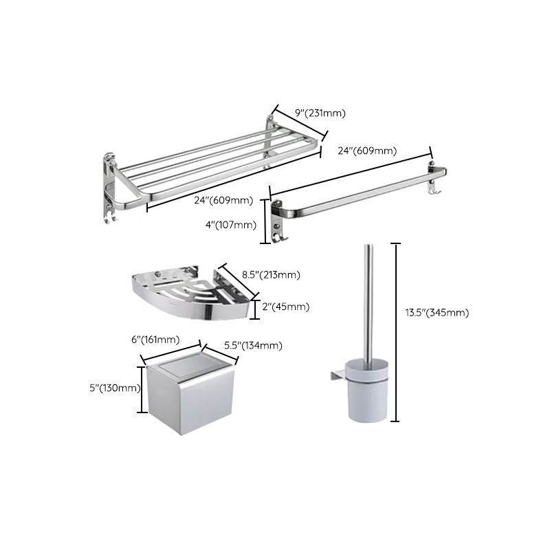 Modern Steel Bath Hardware Set Sliver Bathroom Accessory Kit Clearhalo 'Bathroom Hardware Sets' 'Bathroom Hardware' 'Bathroom Remodel & Bathroom Fixtures' 'bathroom_hardware_sets' 'Home Improvement' 'home_improvement' 'home_improvement_bathroom_hardware_sets' 1200x1200_9522b754-0dae-4d81-9b44-d7ee137768a6