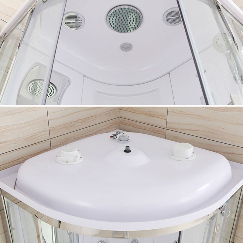 White Rounded Shower Enclosure Tempered Glass Shower Stall with Light Clearhalo 'Bathroom Remodel & Bathroom Fixtures' 'Home Improvement' 'home_improvement' 'home_improvement_shower_stalls_enclosures' 'Shower Stalls & Enclosures' 'shower_stalls_enclosures' 'Showers & Bathtubs' 1200x1200_953778c5-bb91-4bdd-9c17-75098b22f311