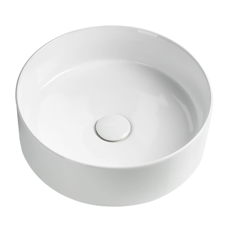 Modern Vessel Sink Round Porcelain Drain Assembly and Faucet Vessel Lavatory Sink Clearhalo 'Bathroom Remodel & Bathroom Fixtures' 'Bathroom Sinks & Faucet Components' 'Bathroom Sinks' 'bathroom_sink' 'Home Improvement' 'home_improvement' 'home_improvement_bathroom_sink' 1200x1200_9540c786-5d3f-403a-9c62-4306dd150a57