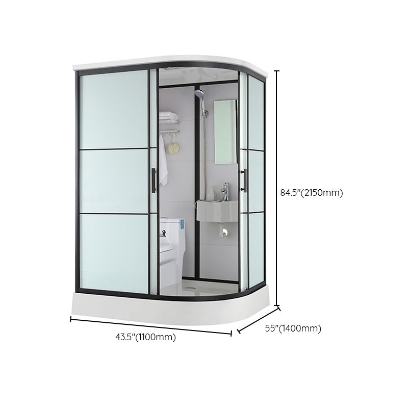 Black Framed Shower Stall with White Base Tempered Glass Shower Stall Clearhalo 'Bathroom Remodel & Bathroom Fixtures' 'Home Improvement' 'home_improvement' 'home_improvement_shower_stalls_enclosures' 'Shower Stalls & Enclosures' 'shower_stalls_enclosures' 'Showers & Bathtubs' 1200x1200_954af263-8244-4504-8d31-e1c94ec5d4dc