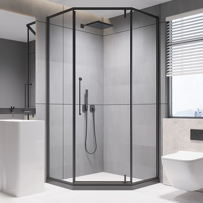 Contemporary Shower Stall Clear Neo-Angle Semi-Frameless Shower Stall Clearhalo 'Bathroom Remodel & Bathroom Fixtures' 'Home Improvement' 'home_improvement' 'home_improvement_shower_stalls_enclosures' 'Shower Stalls & Enclosures' 'shower_stalls_enclosures' 'Showers & Bathtubs' 1200x1200_954fdf1e-fb5c-401e-a5d8-74b1cbeff43f