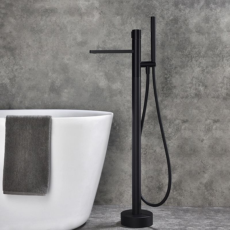 Contemporary Bathroom Faucet Floor Mounted Copper One Handle Fixed Freestanding Faucet Clearhalo 'Bathroom Remodel & Bathroom Fixtures' 'Bathtub Faucets' 'bathtub_faucets' 'Home Improvement' 'home_improvement' 'home_improvement_bathtub_faucets' 1200x1200_9551d790-f2e4-42f8-857e-de38234d266e